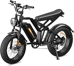 BEMMY Bicicleta Elétrica para Adultos, Pneu Largo de 20x4”, 750W(Pico de 1000W), Bicicleta Elétrica de Motocicleta de 7 Velocidades, Bateria de 48V (Preto). A única Loja Autorizada "Bemmy-BR"