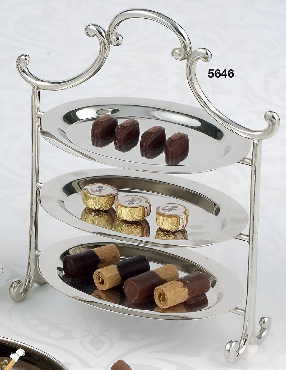 Etagere Classico - dreistöckige Etagere aus vernickeltem Messing, silberfarben, 24,5x14x29,5cm