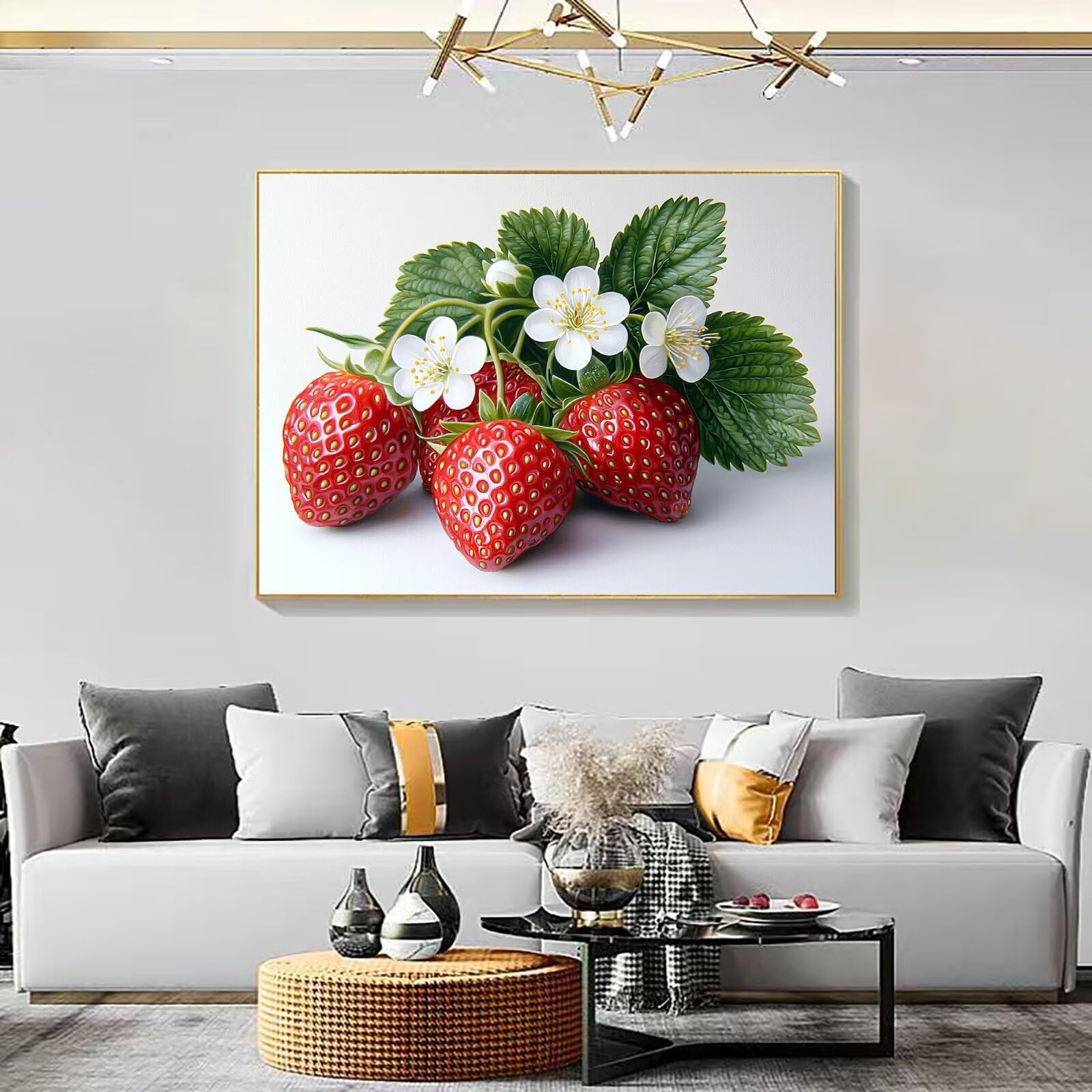Dipingere con i Numeri Adulti fiore fragola, Quadri da Dipingere Numerati Fai Da Te per Principianti e Adultis, Olio La Pittura di Numeri Kit, Hobby Creativi Adulti, Decorazioni Casa 90x120cm Q3S-124