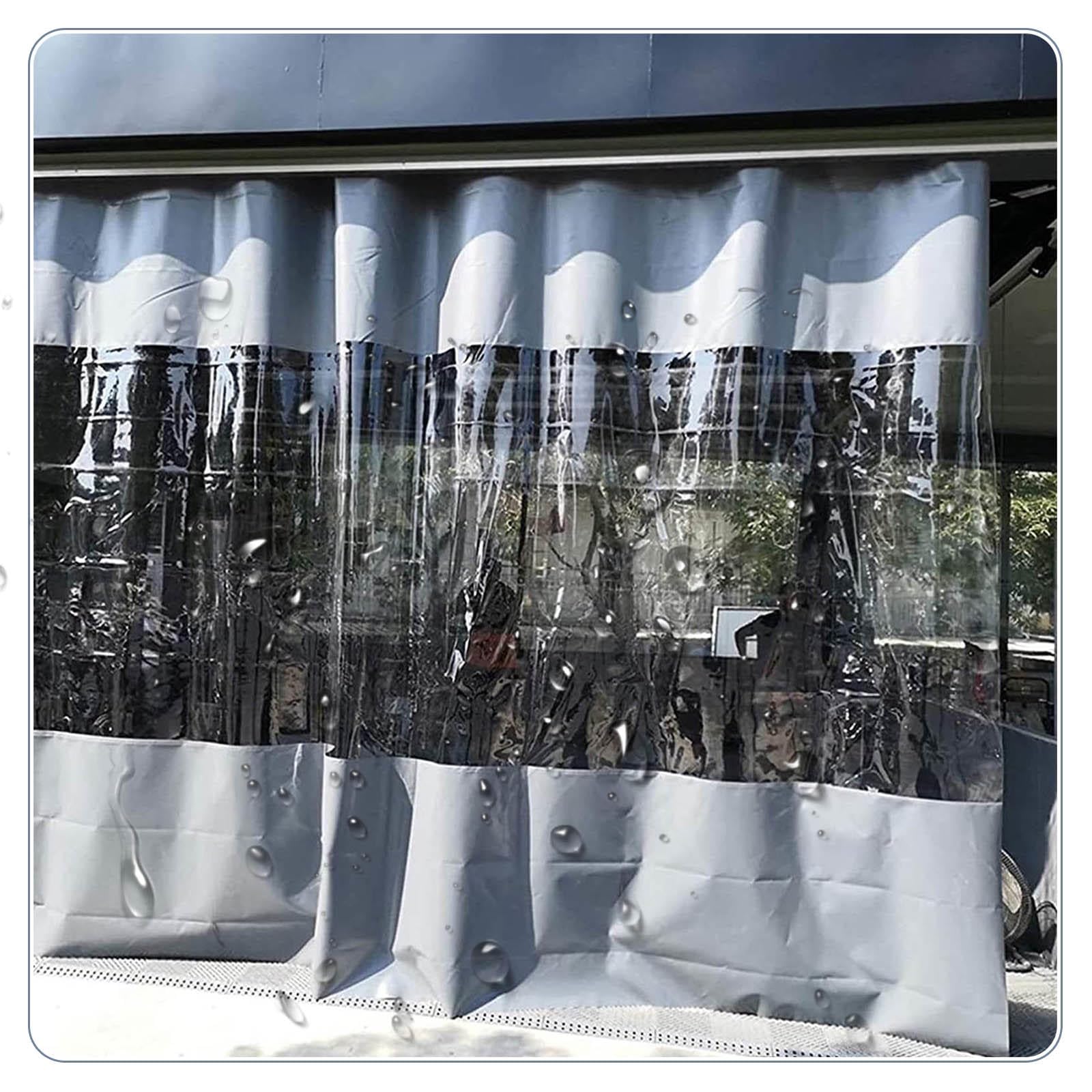Cortinas De Lona Alquitranada Impermeable Con Ojales,Pérgola Gazebo Gris Transparente Lona Paneles Laterales,Cortinas De Exterior,Lona De Pvc Cubierta,Cortinas De Partición,W×H-2.8×2.8m(9.2*9.2ft)