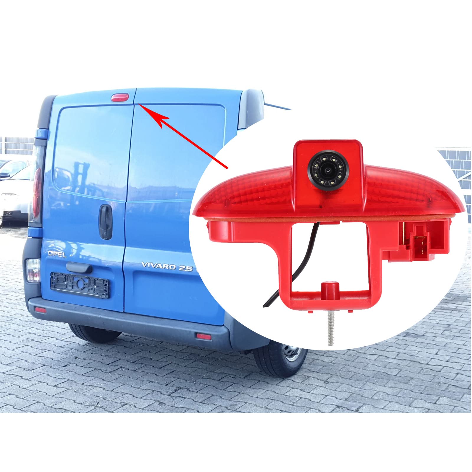 Avec écran LCD 7 pouces, vision nocturne HD, double caméra d'aide au stationnement, feu stop, caméra de recul, caméra de rechange pour Nissan Primastar/Opel Vivaro Van Diesel Petrol/Renault Trafic II
