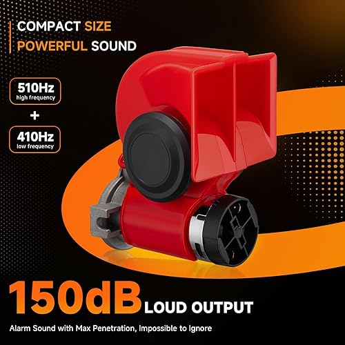 Vista 2 de Bocinas de tren para camión, BANHAO bocina de aire para motocicleta, kit universal de 12V súper fuerte para tren, carro y pickup