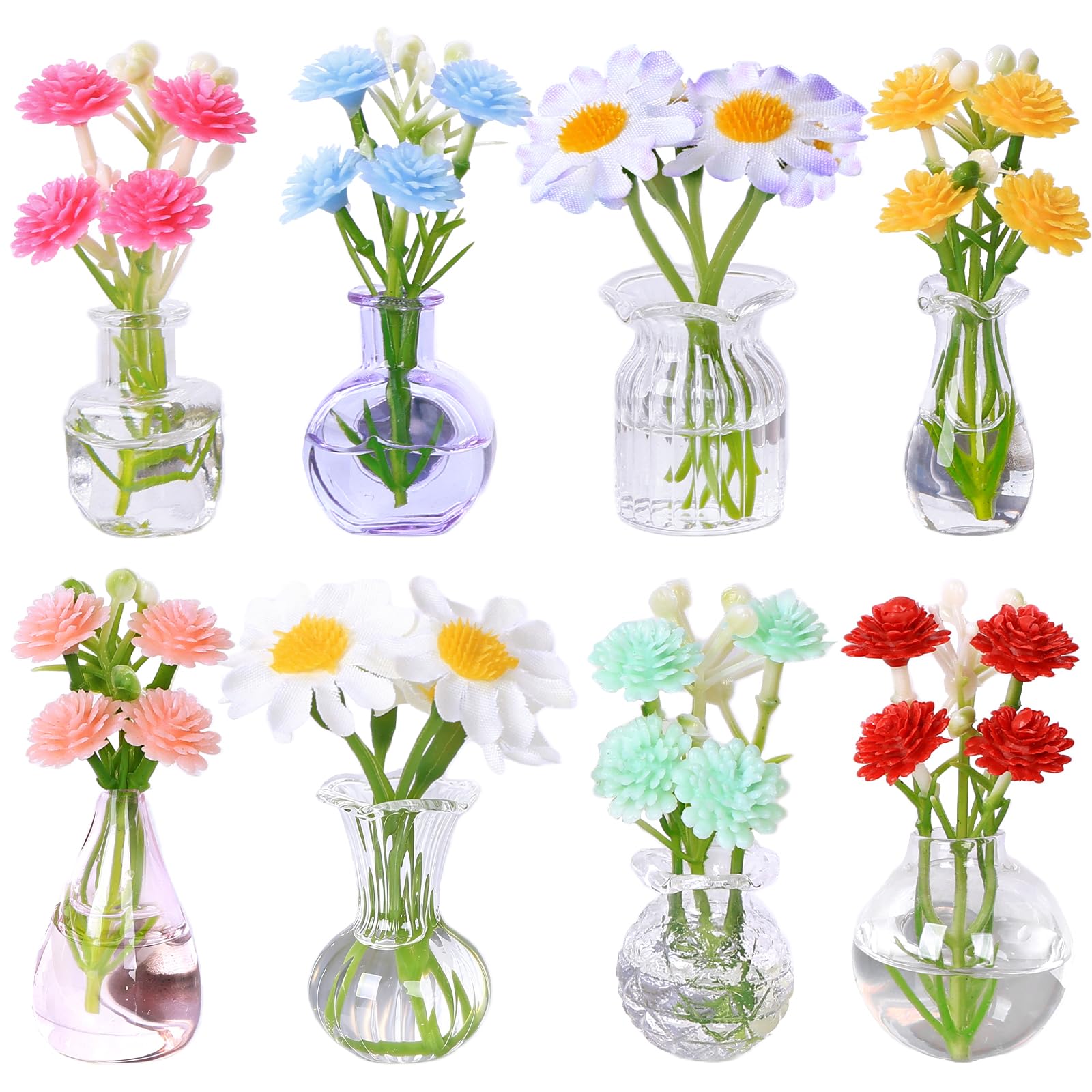 Mini vase aimanté pour réfrigérateur et cuisine en lot de 8