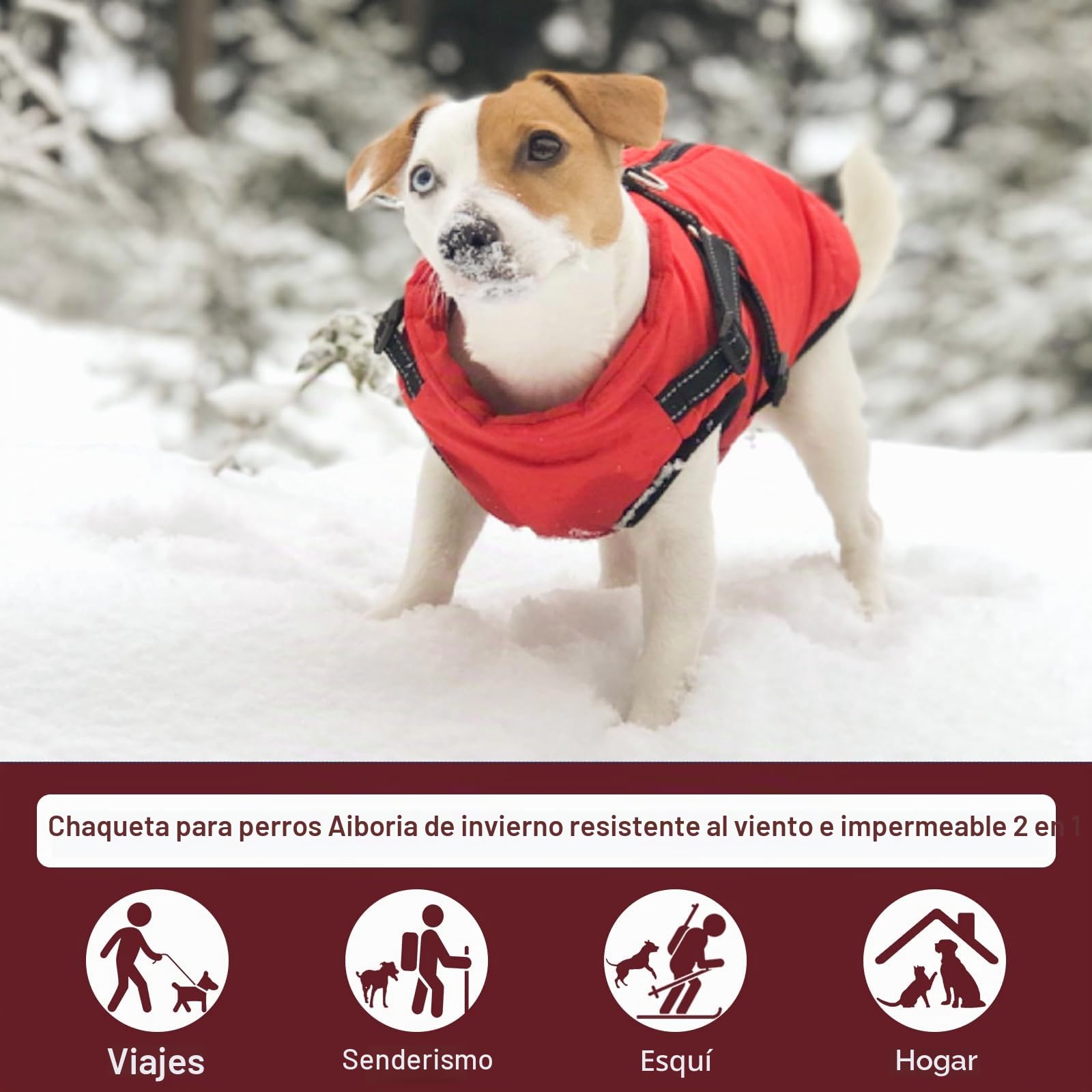 Abrigo para Perros Invierno - Invierno Abrigos Windproof Ropa para Mascotas Chaqueta para Perros con Forro Polar,Rojo,L