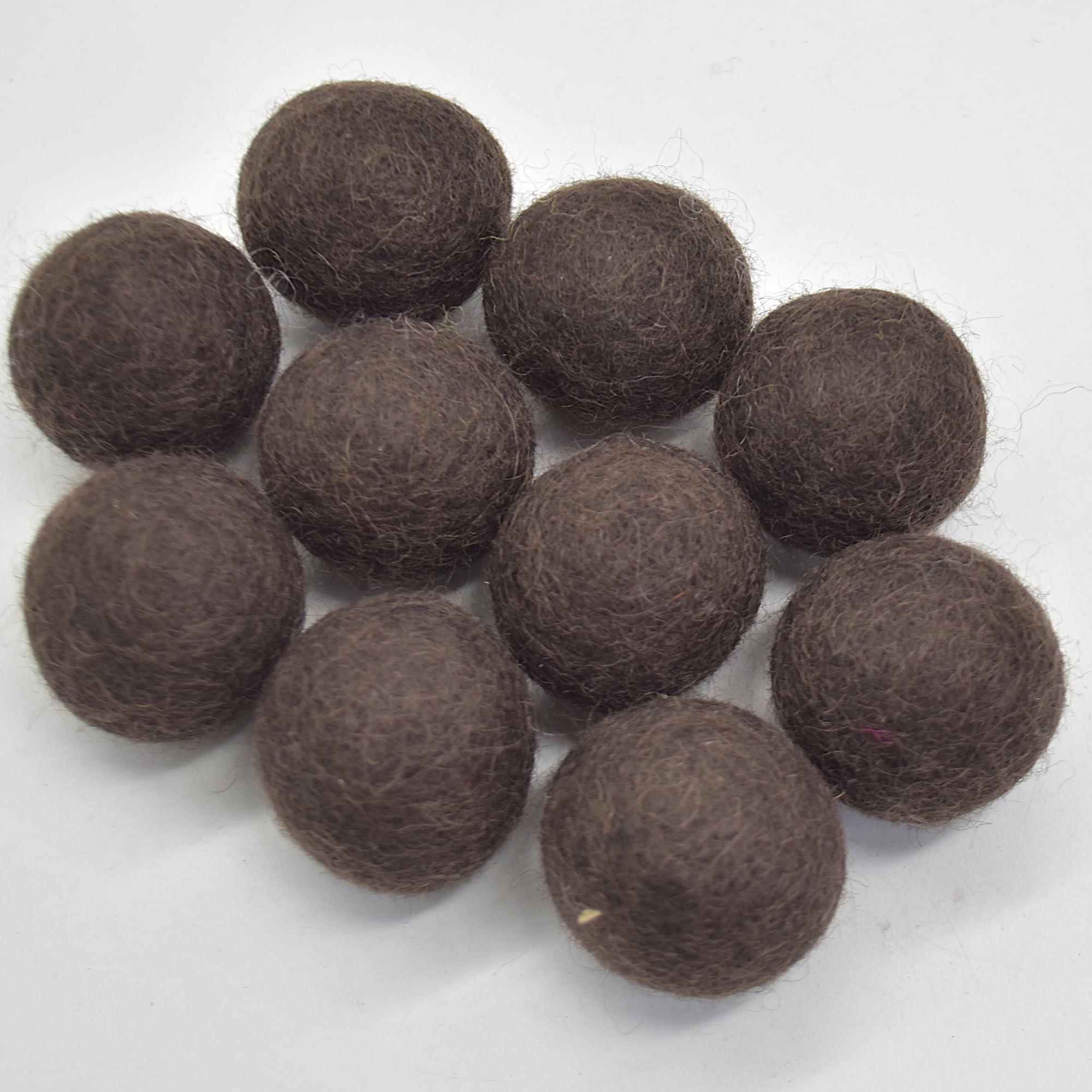 Oriental Direct Dark Brown 100% Wool Felt Balls - 10 Count - 3Cm
