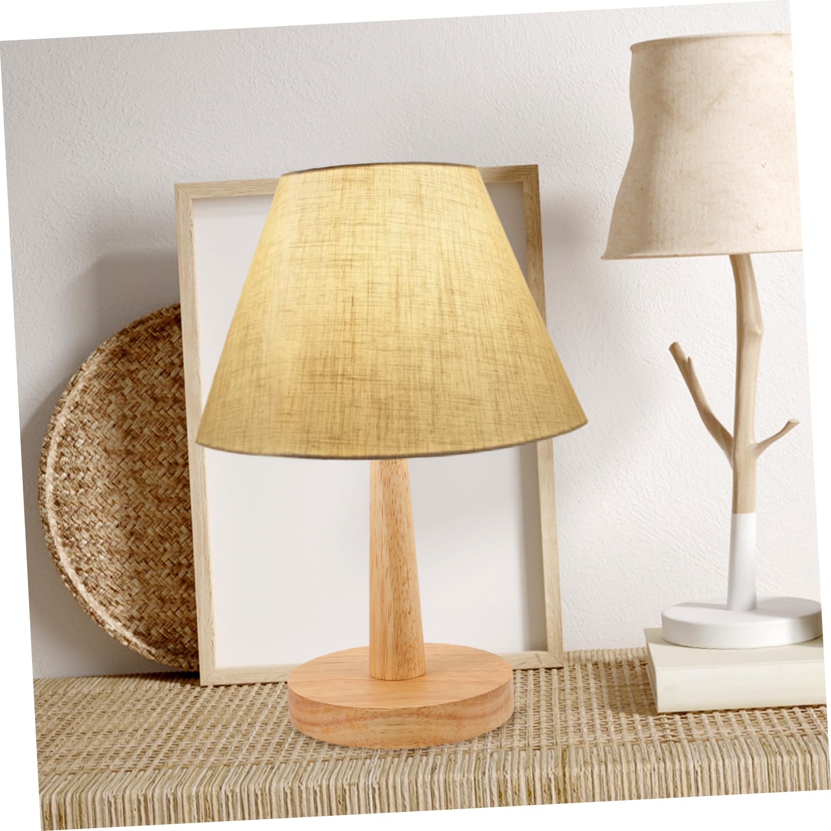 UPKOCH Lampada da Tavolo Fai da Te in Legno e Ferro con Base e Supporto, Design Moderno per Camera da Letto, Atmosfera Calda e Sicura