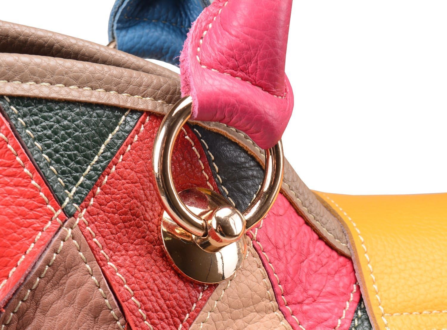 HESHE Genuine Leather Handbags Colorful Purses for Women Crossbody Bag Multi-color Tote Purse Designer Hobo Shoulder Bag - Image 8