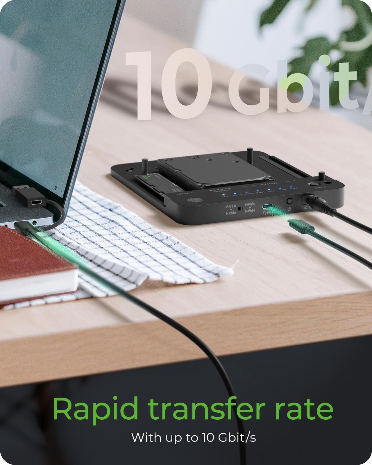 ICY BOX HDD/M.2 NVMe SSD Docking Station USB 3.2 Gen 2 (10 Gbit/s), Festplatten Klonstation & Lesegerät (SATA 2,5/3,5 Zoll & M.2 NVMe), Extern, Adapter, USB-C & USB-A, IB-2913MCL-C31