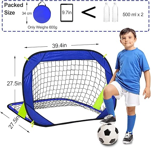 Miniatura 4 de EVERRUSH Portería de fútbol desplegable para niños pequeños, redes para patio trasero, playa, fútbol, entrenamiento, mini portería de fútbol