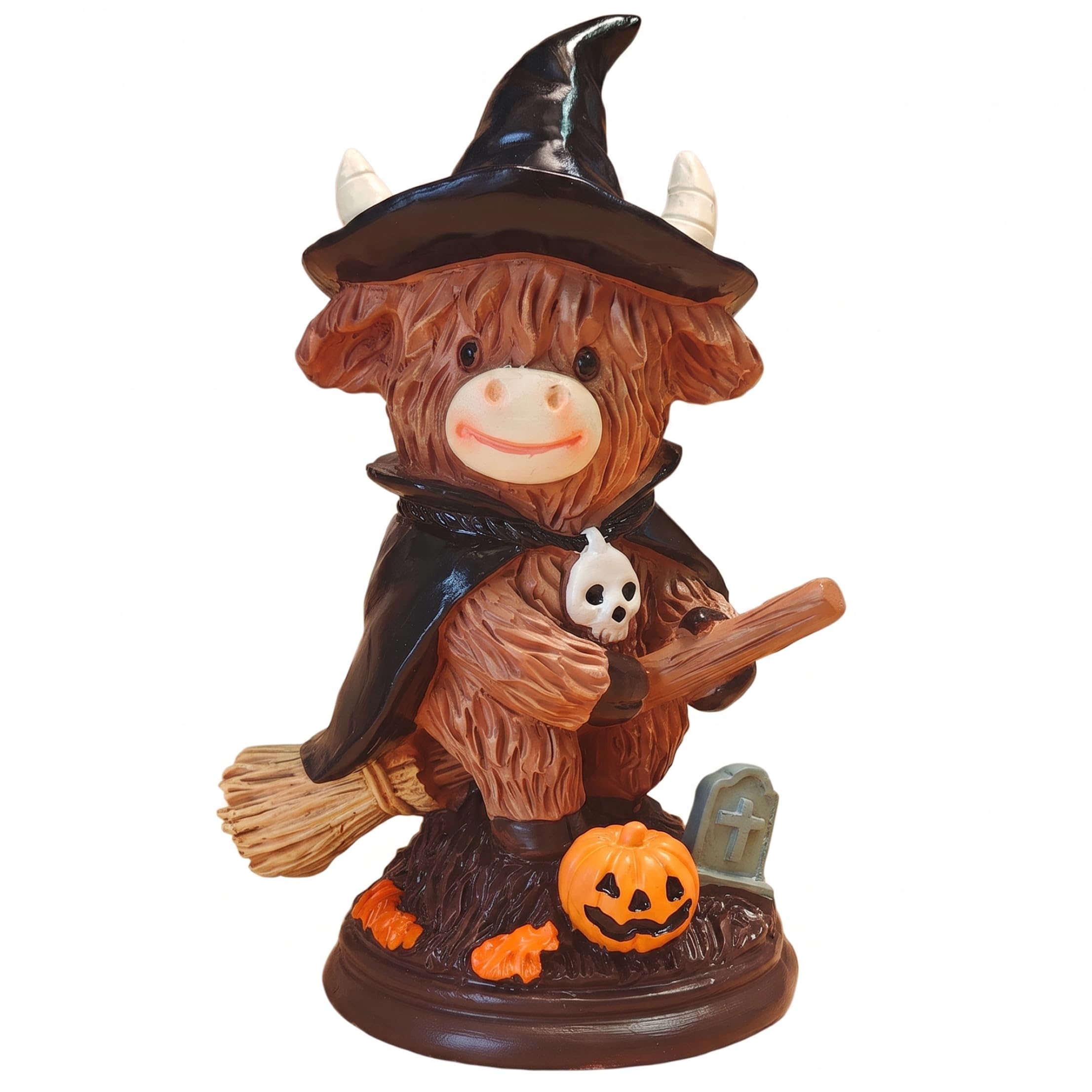 Bemonew Halloween Figurines, 3 Cute Highland Cow Decor, Small