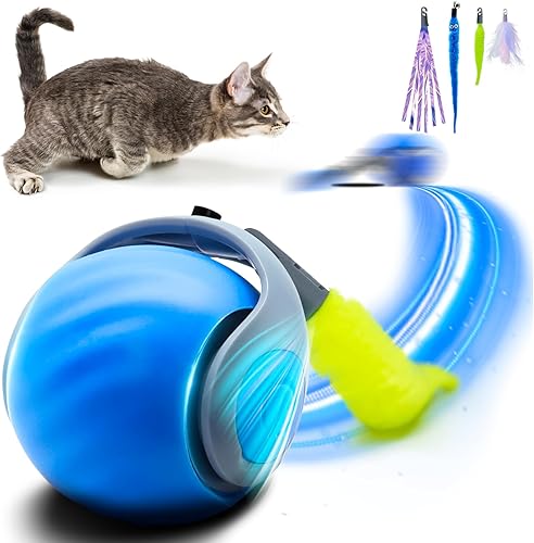 Miniatura 1 de Juguete interactivo para gatos de interior, pelota rápida con cola, bolas de gato móviles automáticas para gatos adultos aburridos de interior,