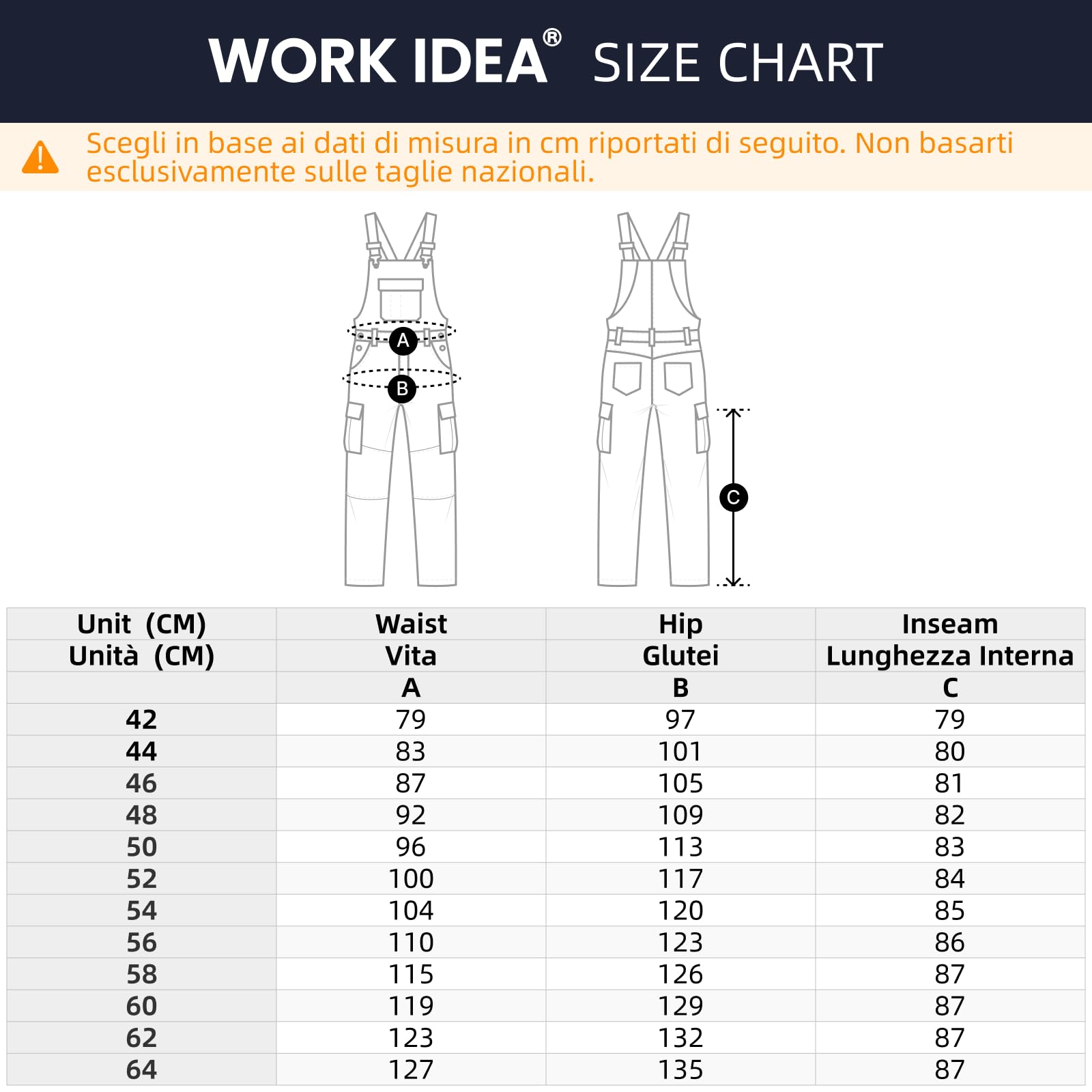 WORK IDEA Salopette da lavoro da uomo con buona elasticità, molte tasche e uso parziale di tessuto Cordura per una maggiore resistenza all'abrasione, adatto a vari ambienti di lavoro.
