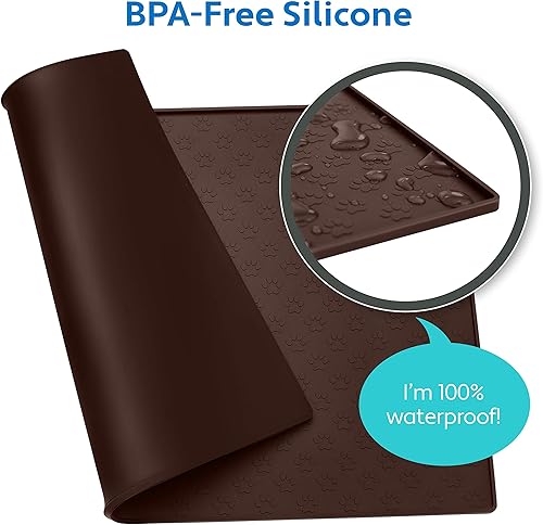 Miniatura 3 de MIGHTY MONKEY Tapete de silicona para perros, 100% impermeable, mantel individual de alimentación de mascotas para perros, gatos, cuencos para