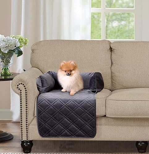 Miniatura 13 de Brilliant Sunshine Sofá cama de terciopelo sedoso de chocolate prémium para mascotas, antideslizante, impermeable, lavable, protector de sofá con