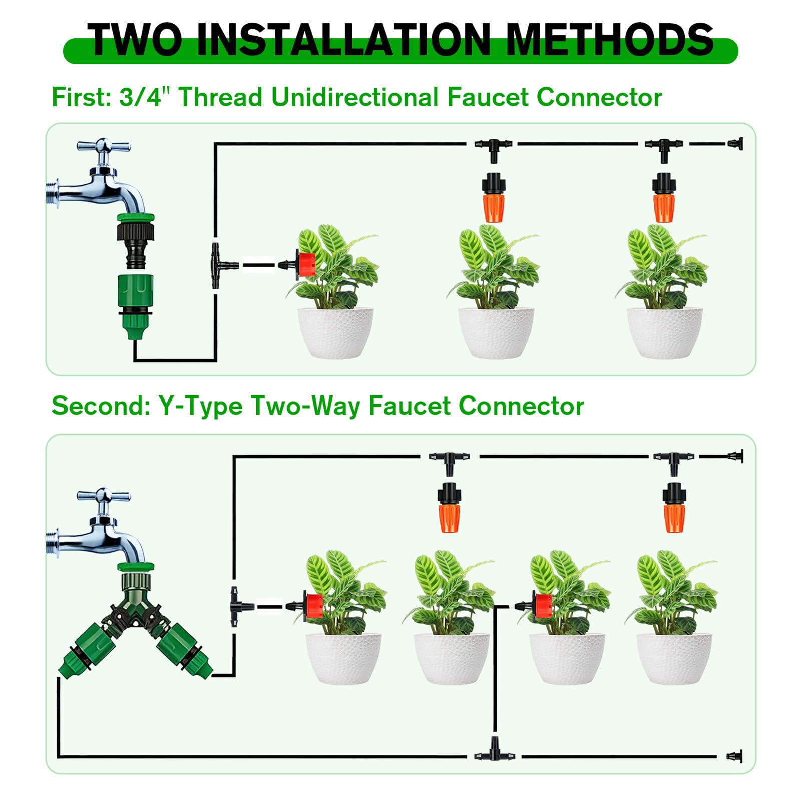 Kit for irrigazione a goccia in PVC ABS | Sistema di irrigazione a goccia da 100-164 piedi for piante da giardino in serra(164FT)