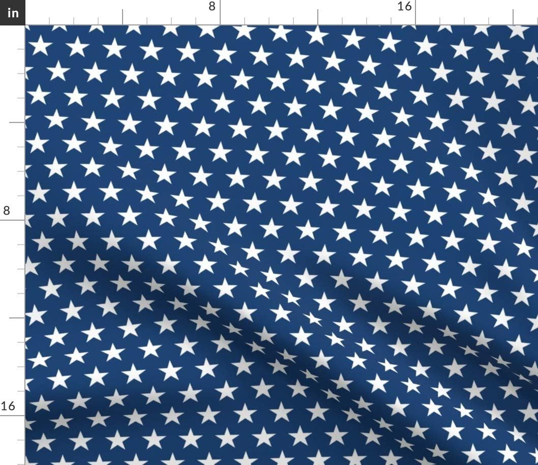 Spoonflower Fabric - Stars Blue Star Pattern White Patriotic Independence Tiny Day 4Th of Printed on Petal Signature Cotton Fabric by The Yard - Sewing Quilting Apparel Crafts Decor