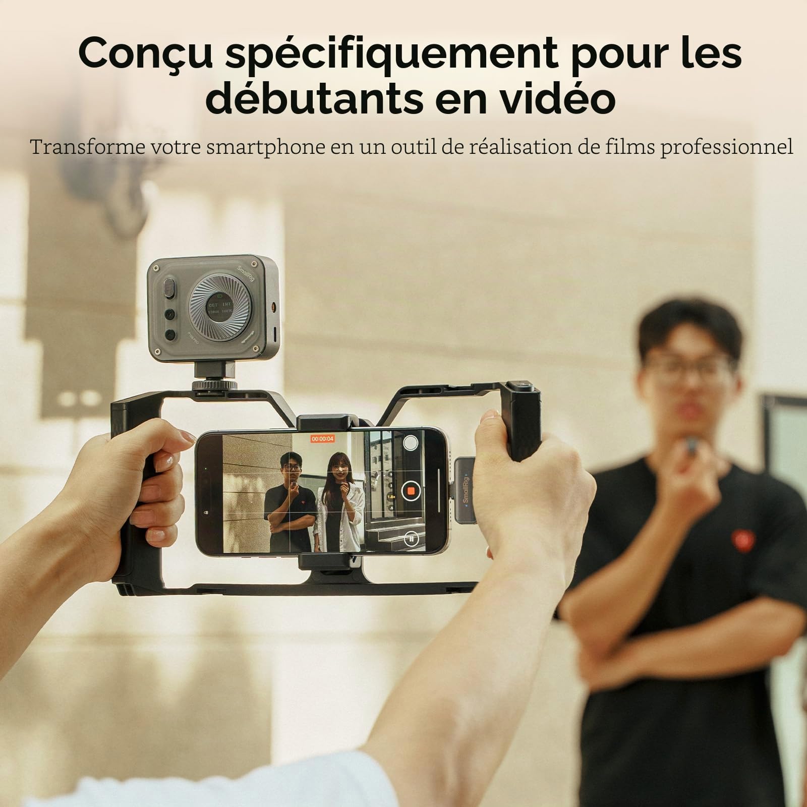 SMALLRIG Cage Universelle pour Téléphone IG-01 Integra Grip avec Manette sans Fil WR-06, Monture en V, Fixations pour Griffe, Trous Filetés 1/4"-20, Prise QD, Compatible iPhone et Android - 5356