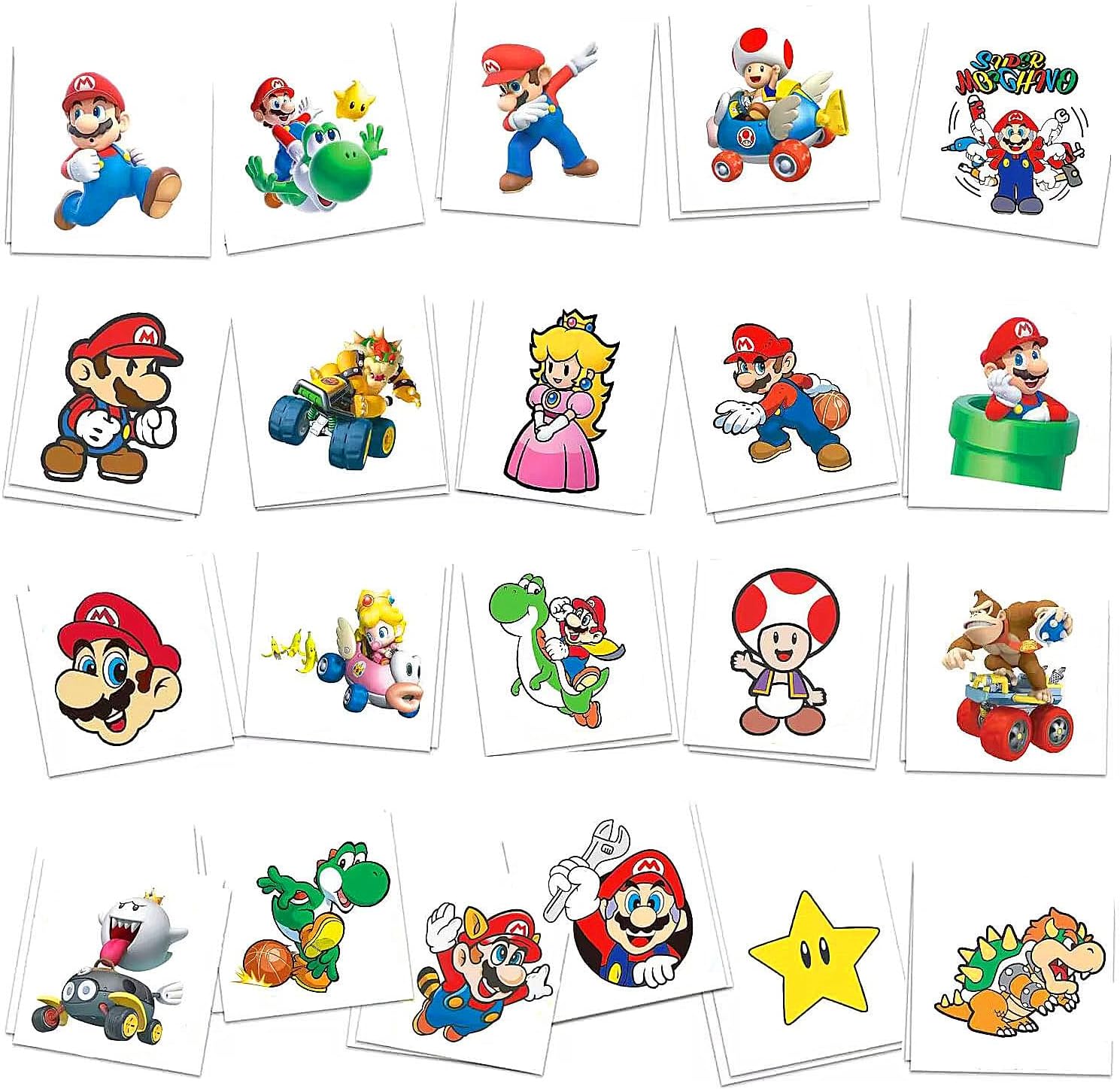 Amazon.com : 63PC Mario Temporary Tattoos Stickers,Mario Birthday Party ...
