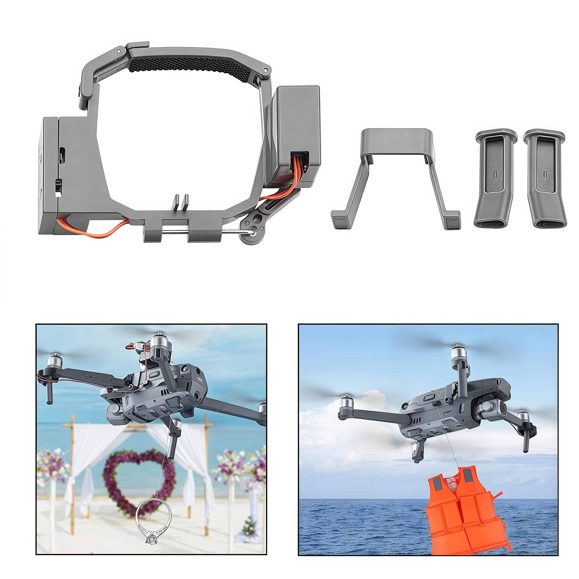 O'woda Système de Largage pour DJI Mavic Pro Drone Airdrop Lanceur Transport Payload Delivery Dispositif avec Train D'atterrissage Sauvetage/Livraison/Pêche/Mariage Accessoire