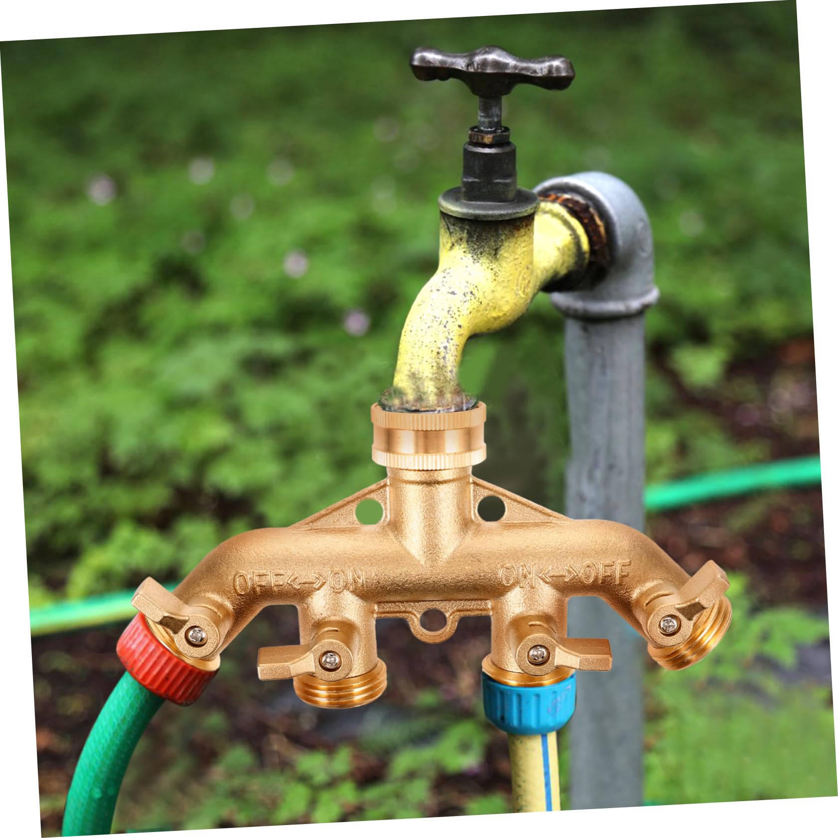 SHINEOFI Divisor de Manguera de 4 Vías Conexión de Agua, Adaptador de Conector para Riego de Jardín, Sistema de Manguera y Lavado de Automóvil