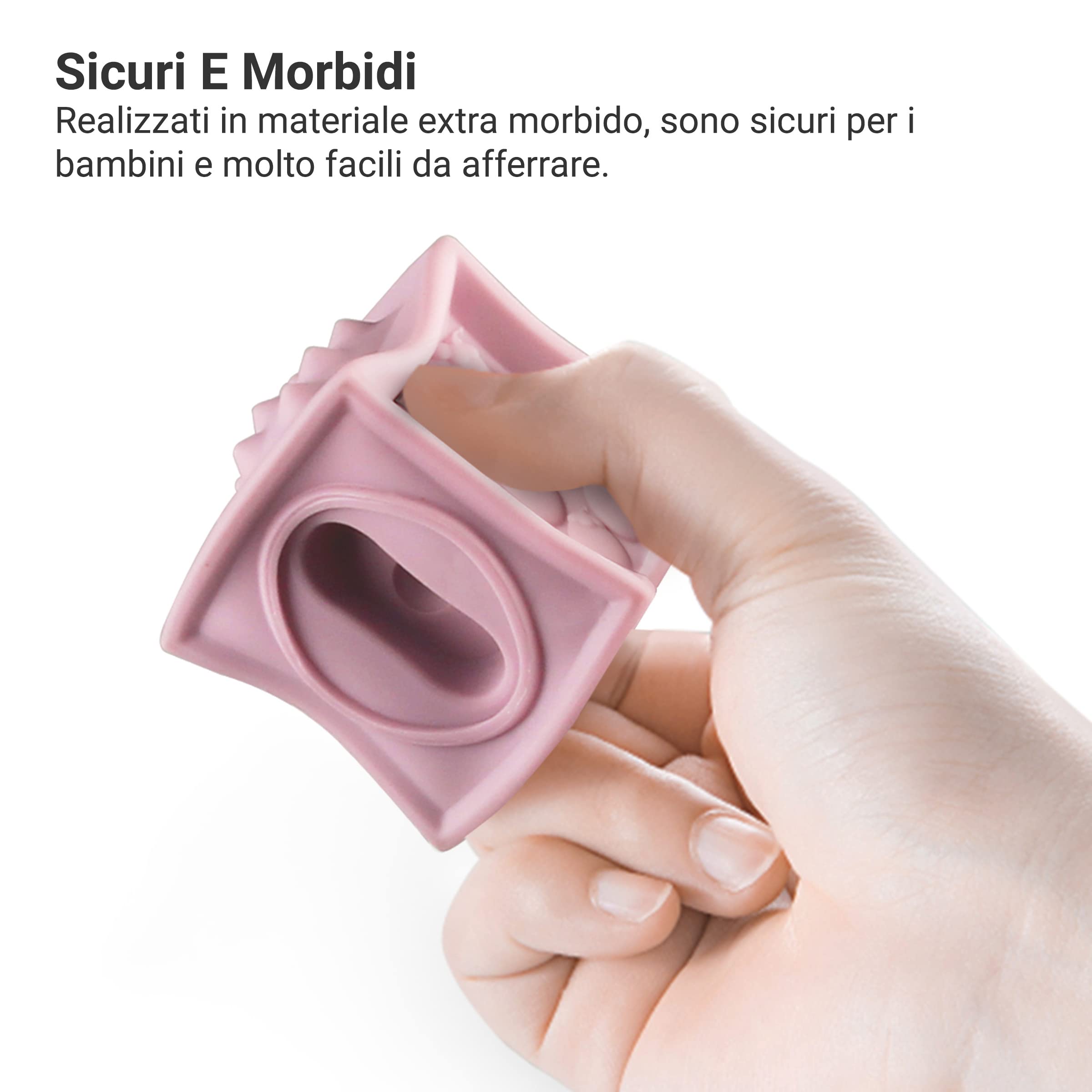 BabyToLove cubi educativi sensoriali | Cubi impilabili morbidi Montessori neonato 0-12 mesi | Giochi montessori 6 mesi per motricità fine e apprendimento | Gioco educativo prima infanzia