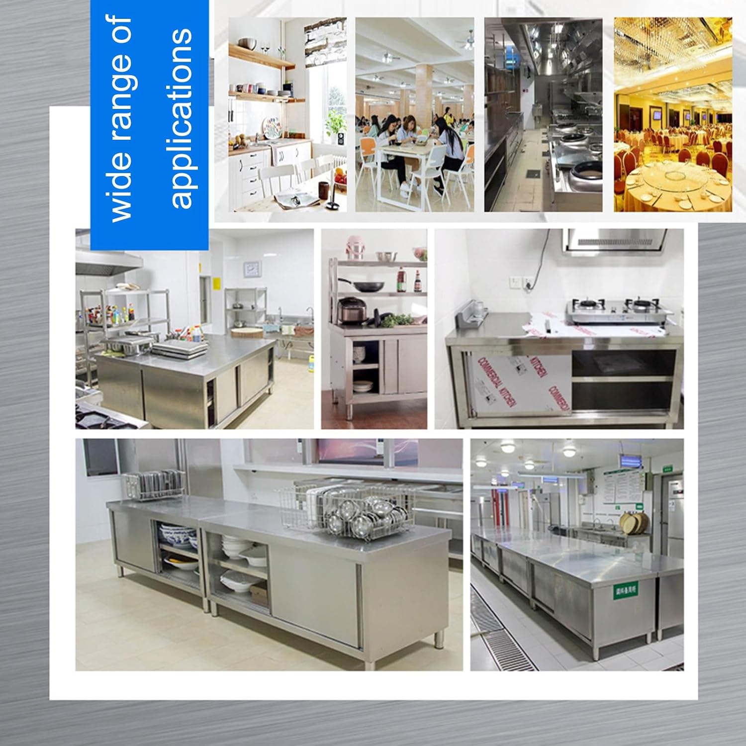 Stainless Steel Workbench Multifunctional Storage Cabinet Workbench Large Storage Commercial Sliding Door Prep Table Kitchen Chopping Table