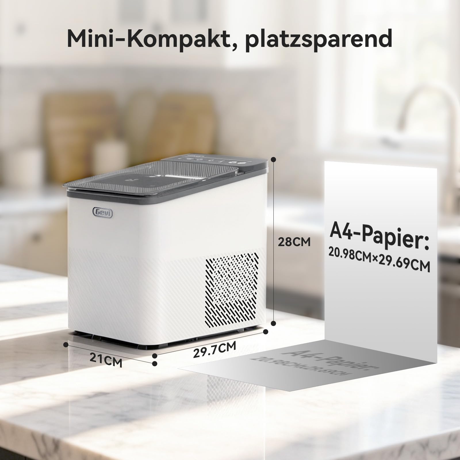 GEVI Klein Eiswürfelmaschine Crushed Ice - Eiswürfelmaschine Mini Selbstreinigend, 9 Eiswürfel in 6 Minuten, 12 kg/24H, Verdampfer Aus Essbarem Edelstahl SUS304 für Hausbar/Camping/Catering/Büro