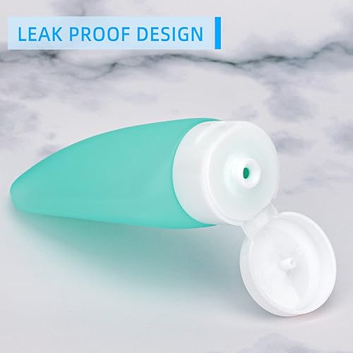 Miniatura 4 de Juego de 4 botellas de viaje aprobadas por la TSA para artículos de aseo personal, paquete de 4 recipientes portátiles a prueba de fugas,