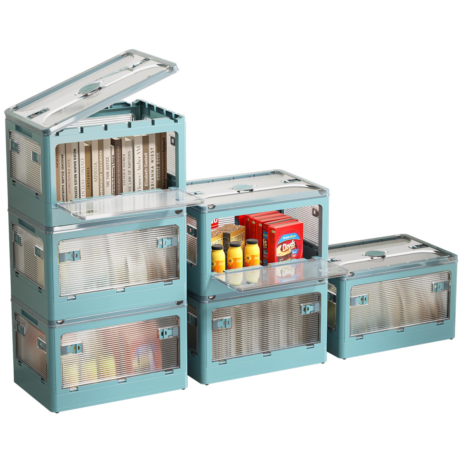 Storage Bins with Lids, Plastic Storage Bins for Closet Organizers and Storage, Stackable Storage Bins with Wheels, Folding Storage Boxes, Collapsible Storage Bins for Office, School, Home Storage