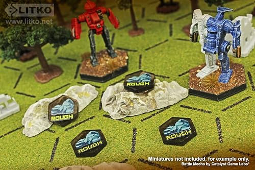 Miniatura 5 de LITKO Tokens de terreno Mecha Battlefield de primera calidad  Compatible con BattleTech  Juego de 10 unidades (paquete variado)