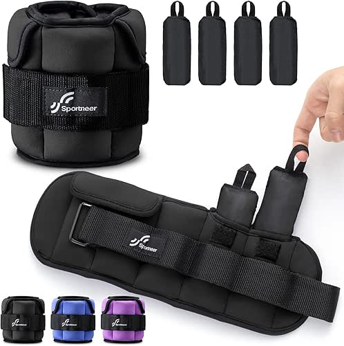 Sportneer Upgrade Adjustable Ankle and Wrist Weights for Women and