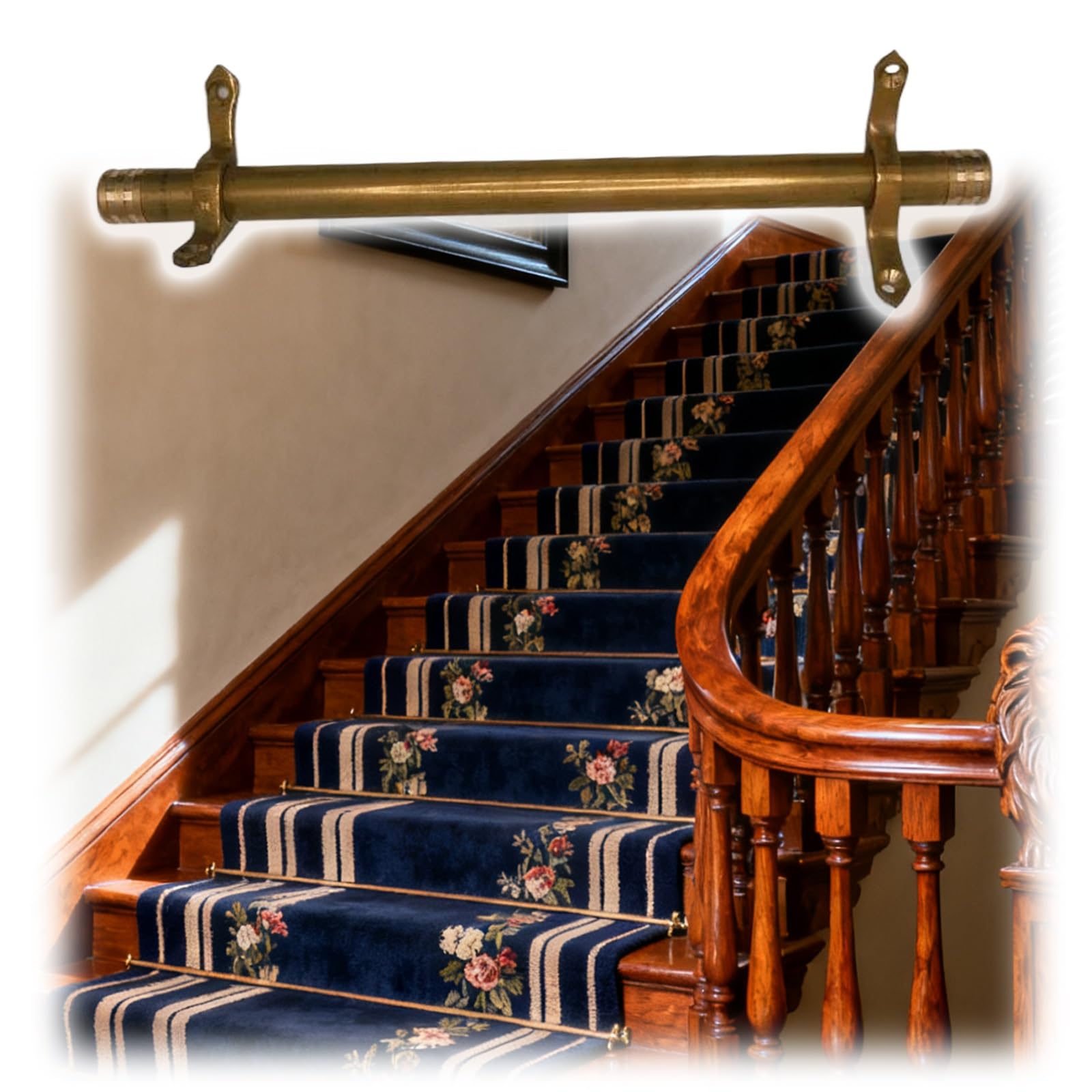 asdchZen Stair Carpet Rod,Stair Carpet Protection Bar, Durable Antique Brass Rod For Stair Runners, 48In With Screws, Sturdy & Bend-Resistant Fixing Solution,13pcs-122cm(48in)