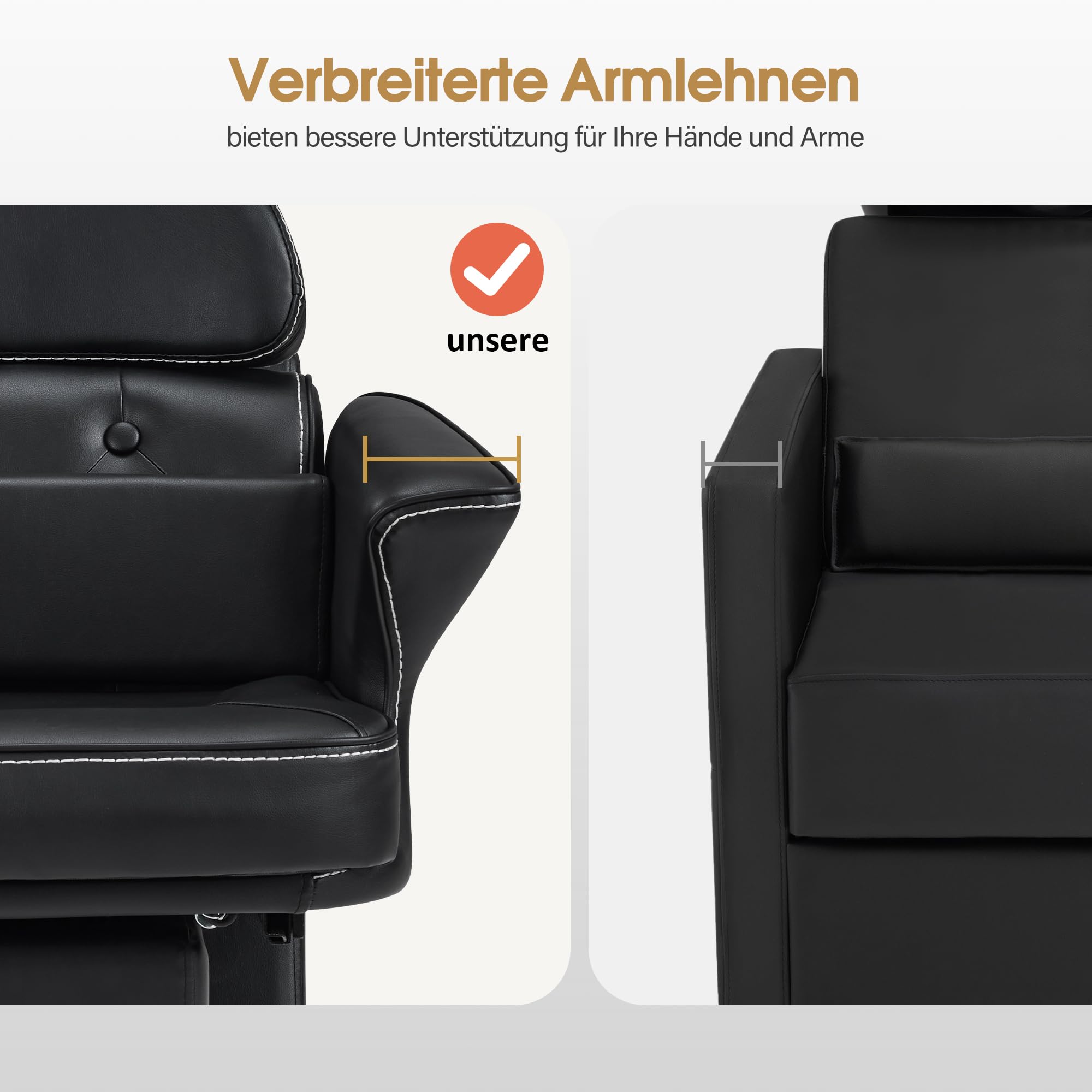 Barberpub Friseurstuhl mit Waschbecken & Kippbarer Rückenlehne, Friseurwaschbecken aus Keramik Verstellbar, Moderner Friseurwaschsessel für SPA Salon, Friseur Waschplatz 8692 (Schwarz/Kunstleder)
