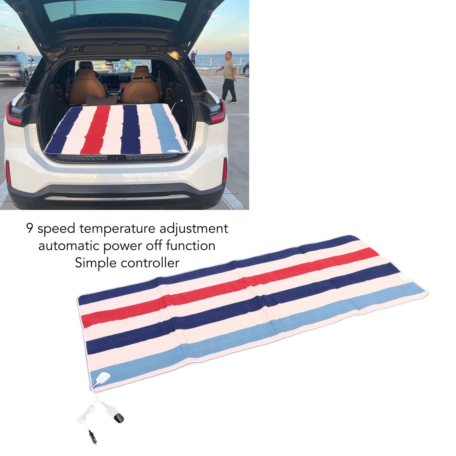 ViaGasaFamido Coperta per Auto Riscaldata, Coperta Elettrica in Flanella con 9 Impostazioni di Calore e Opzioni Timer per Viaggi in Campeggio su SUV RV