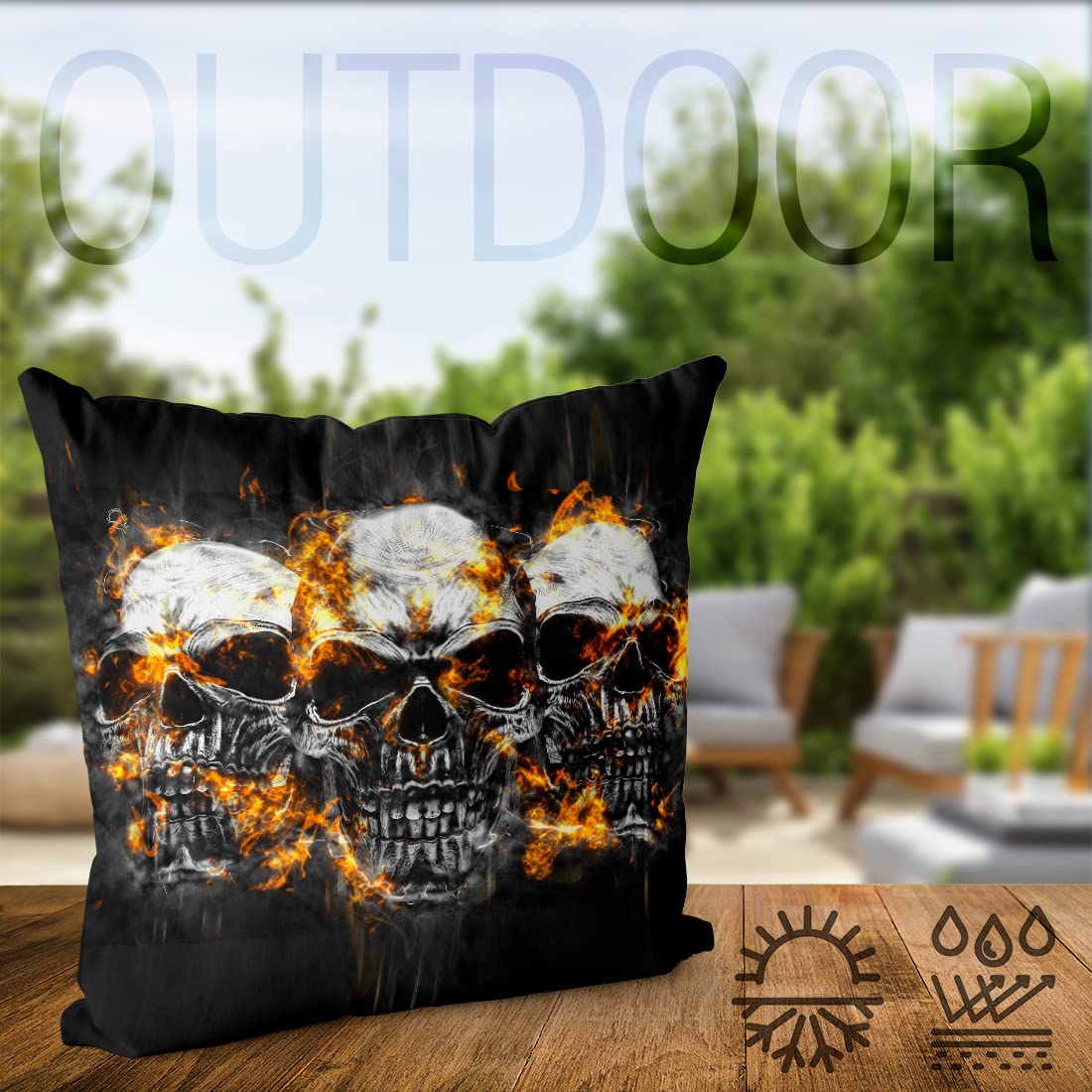 VOID Totenköpfe Hard Rock Kissenbezug Kissenhülle Sofakissen Kissen Deko Outdoor-Kissen Dekokissen, Kissen Größe:80 x 80 cm