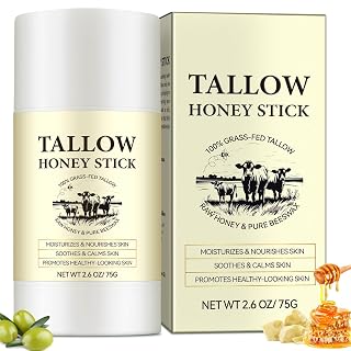 Honey Tallow Balm - 100% Grass-fed Tallow | Beef Tallow Face Cream Rich in Natural vitamins A, D, E, K, Omega Fatty Acids | Tallow Honey Balm with Shea Butter&Olive Oil | Beef Tallow Face Cream - 75G - Amazon product rated Grade A