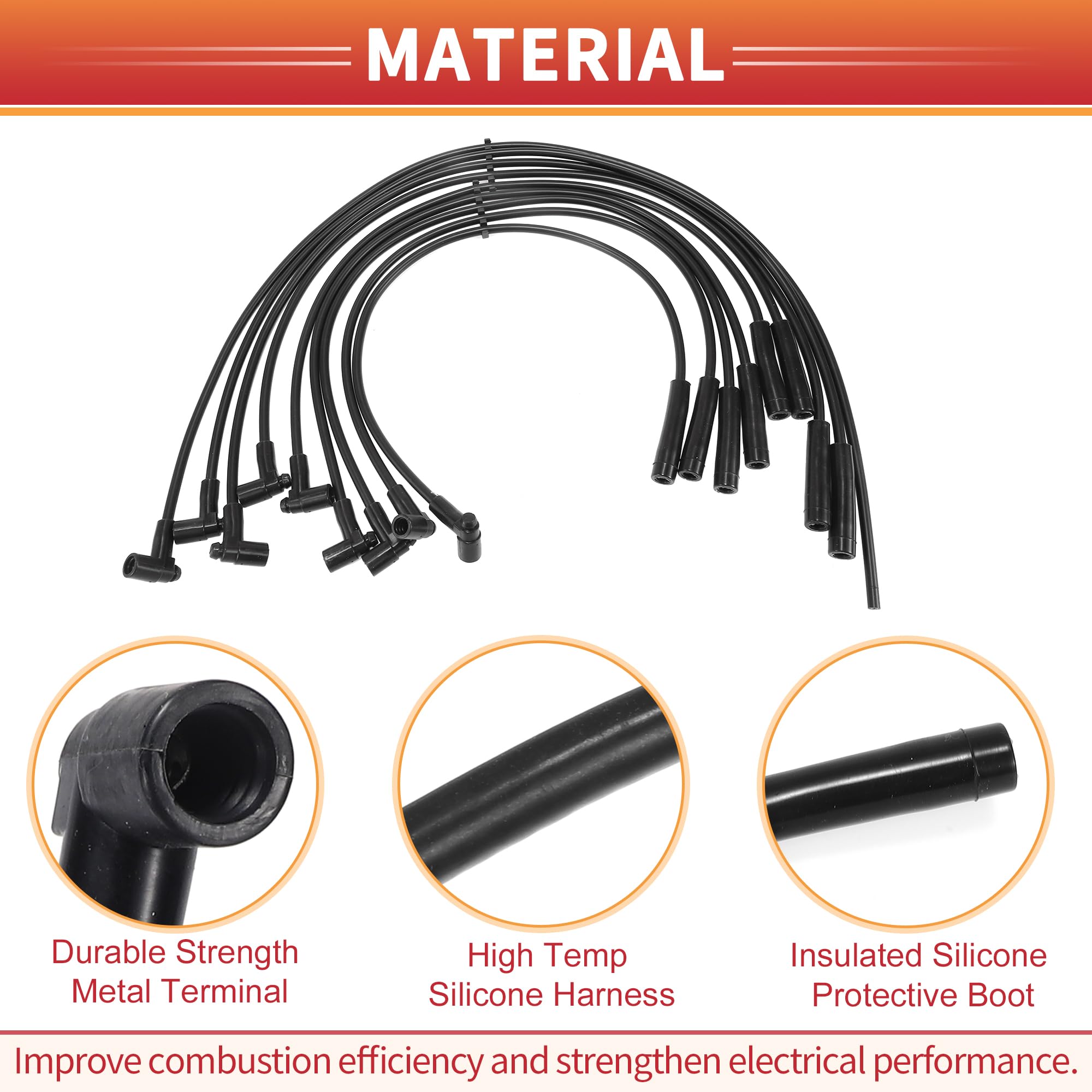 QUARKZMAN Cable De Bobina De Encendido Para Chevrolet Blazer V8 7.4L 1973 | Negro, Silicona, Níquel, Para Chevrolet C20, Chevelle, K10, K20, K5 Blazer, Monte Carlo V8 6.5L-7.4L 1966-1986