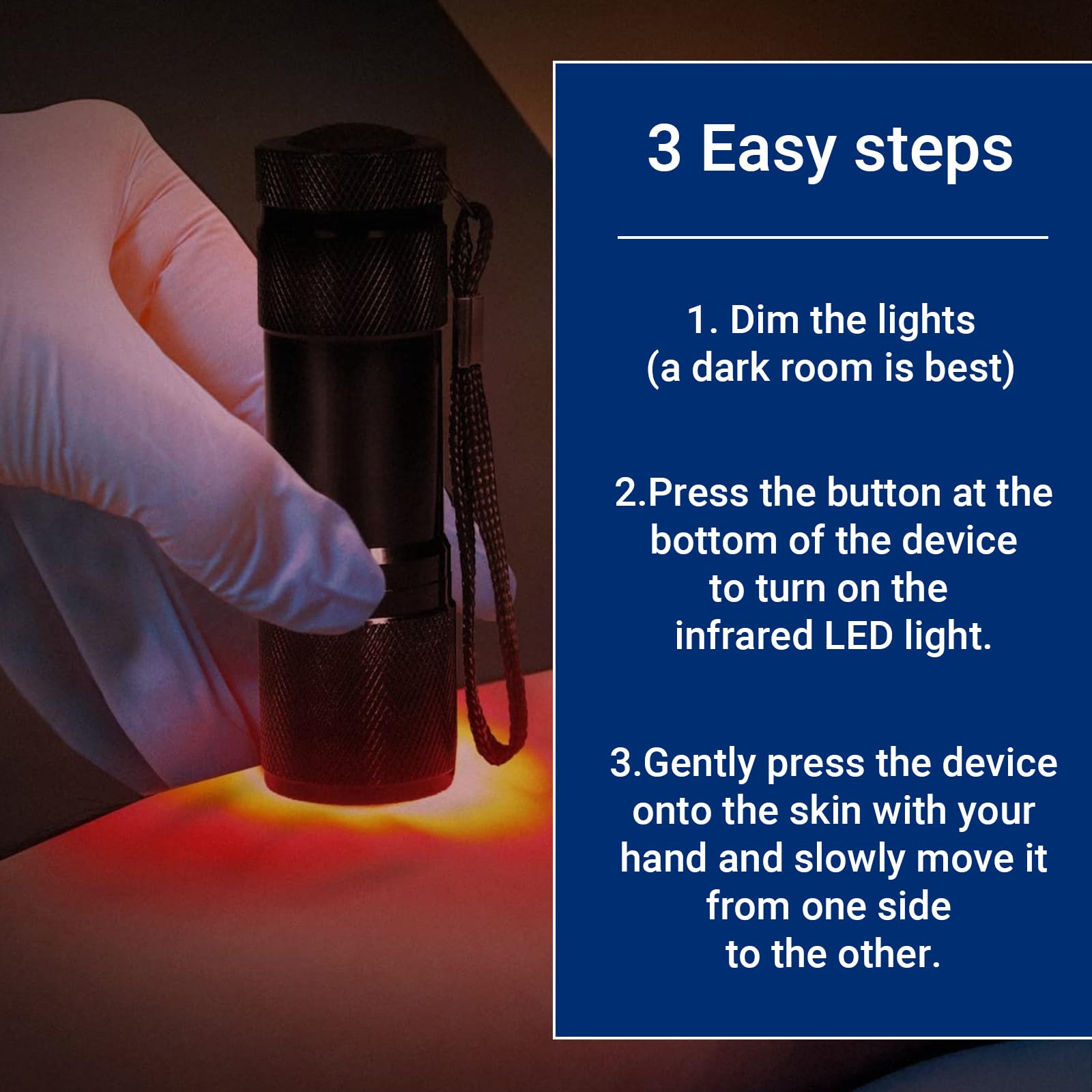 Vein Finder Viewer – Détecteur de veines portable – Lampe torche LED pour infirmières, dessine sur différents tons de peau (pile non incluse)
