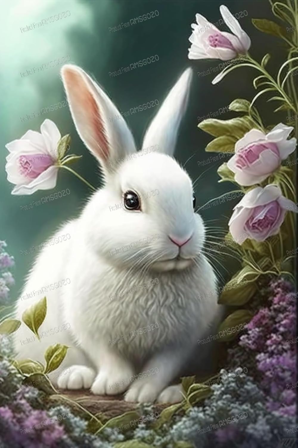 RMSGOZO Garden Bunny Diamond Painting Kits for Adluts & Kids - Animal Diamond Painting, Chic Full Circle Crystal Dot Diamond Kit, for Home Decor Living Room Decor Or Gifts 20X24 Inches