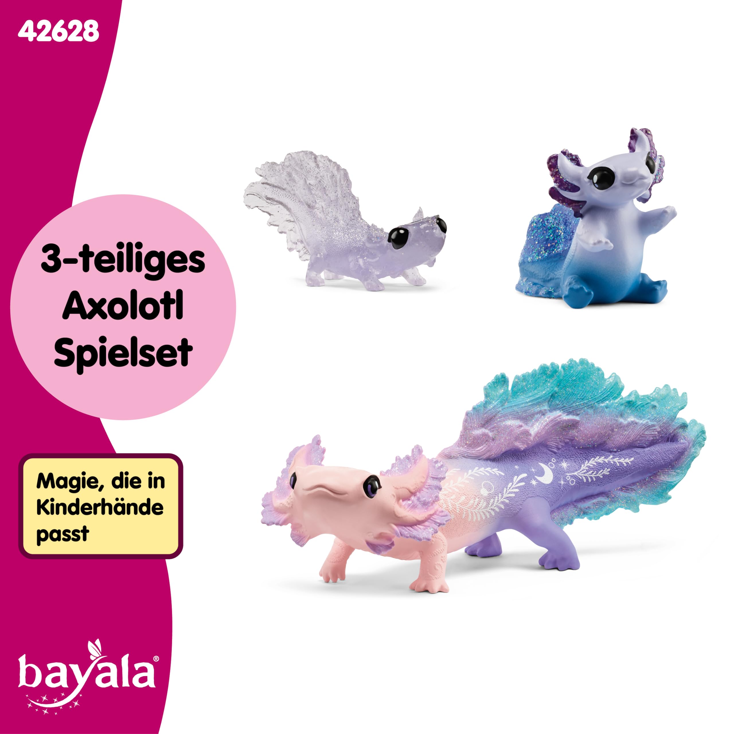 schleich BAYALA | Axolotl Mama und Babys 42628 | detailgetreue Figuren | tolles Geschenk für Mädchen und Jungen | wunderschöne Sammelfiguren | Spielfigur ab 5 Jahren | Set aus 3 Teilen