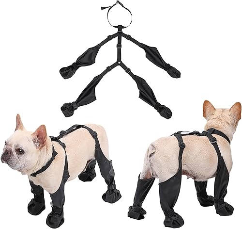 QUQOQO Botas impermeables para perro con tirantes, protectores de patas de perro, calzas, botas anticaídas a prueba de suciedad para perros pequeños