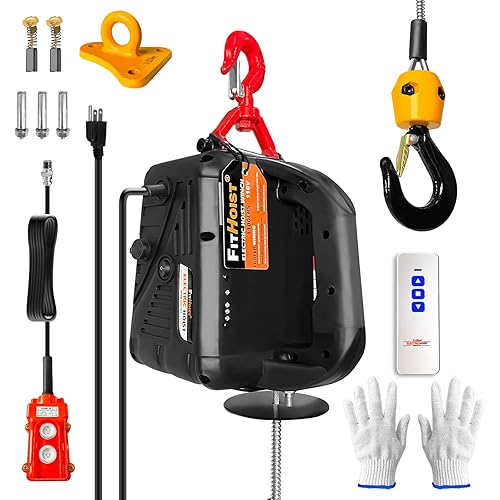 1100LBS Electric Hoist Winch 3-in-1 | 1500W Portable Manual, Wired & Wireless Remote Control | 16ft/min Vertical & Horizontal Lift | Overload Protection for Towing and Lifting