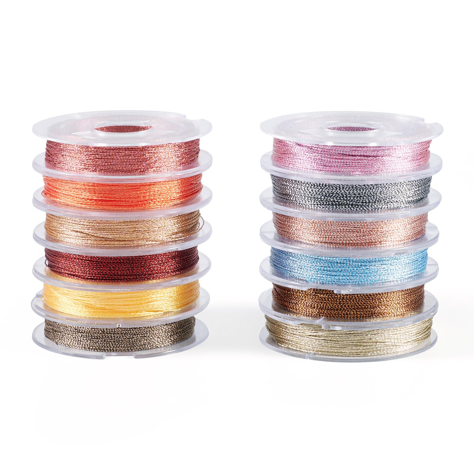 Spritewelry 12 Rolls 0.3mm Metallic Cord Colorful Tinsel String Jewelry Braided Thread for DIY Jewelry Crafts Making Package Decor