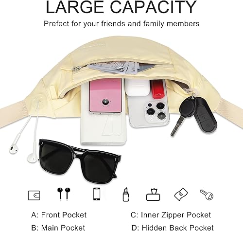 Miniatura 488 de MAXTOP - Cangurera cruzada grande con 4 bolsillos con cremallera, ideal para eventos deportivos, festivales, entrenamiento, viajes, correr y uso