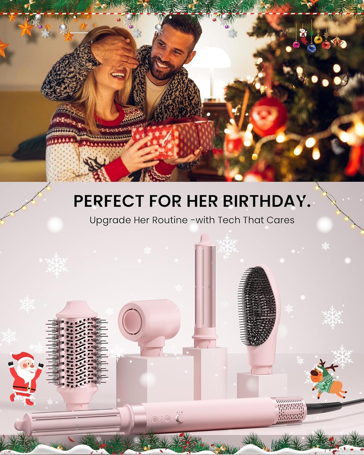 MESCOMB 5 in 1 Hairstyler Set, 110.000 U/min High-Speed Airstyler mit Ionen Haartrockner, Lockenstab & Volumenbürste
