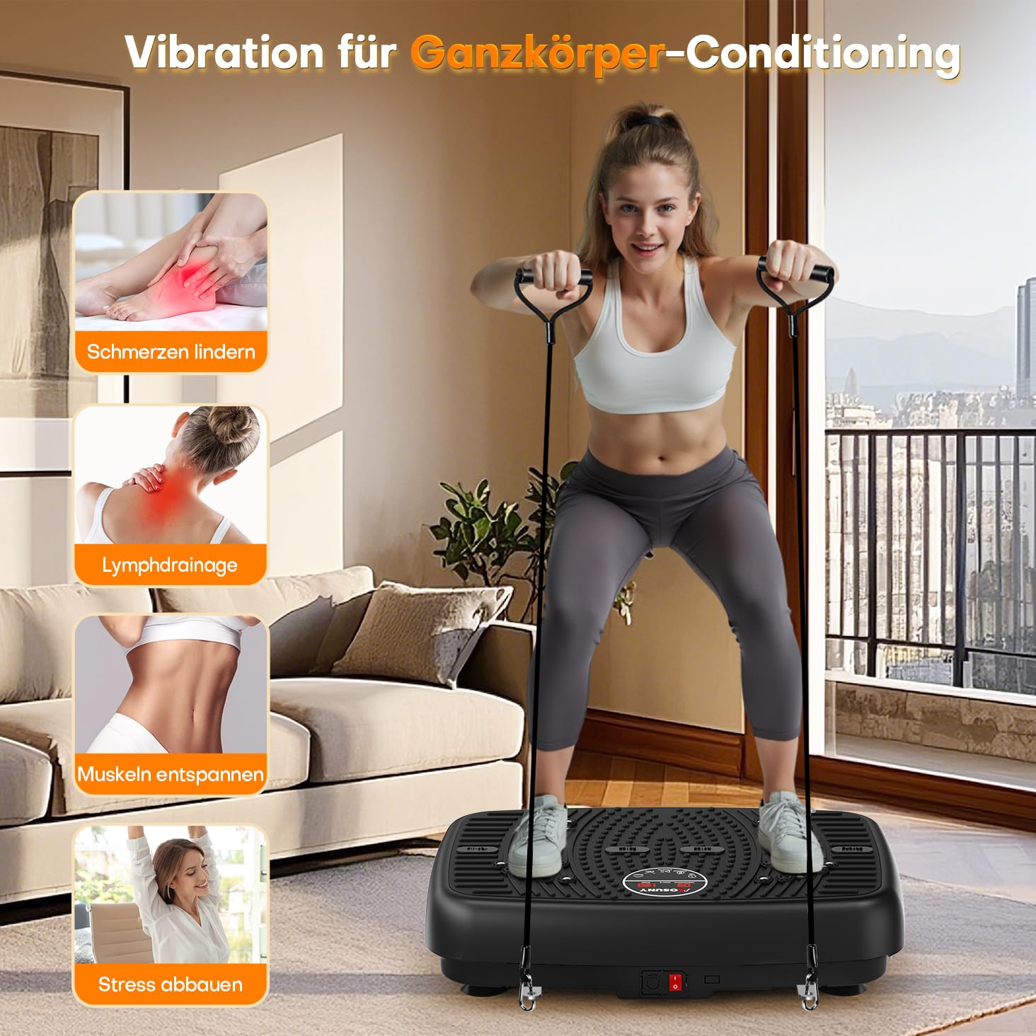 Vibrationsplatte, 2026 Verbesserte Vibrationsplatte mit Doppelmotoren für Abnehmen, Ganzkörpertraining, Muskelaufbau - Massagegerät, 450 LBS Kapazität Vibration Plate für Home Workout