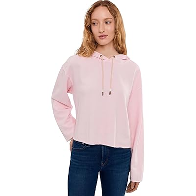 Mod-o-doc Textured Cotton Long Sleeve Shirttail Hoodie Sweatshirt rosewater