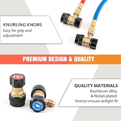 Miniatura 6 de Adaptador de acoplador rápido R134a, adaptadores ajustables 134a, conectores rápidos para CA de automóvil, accesorios de conversión HP LP para