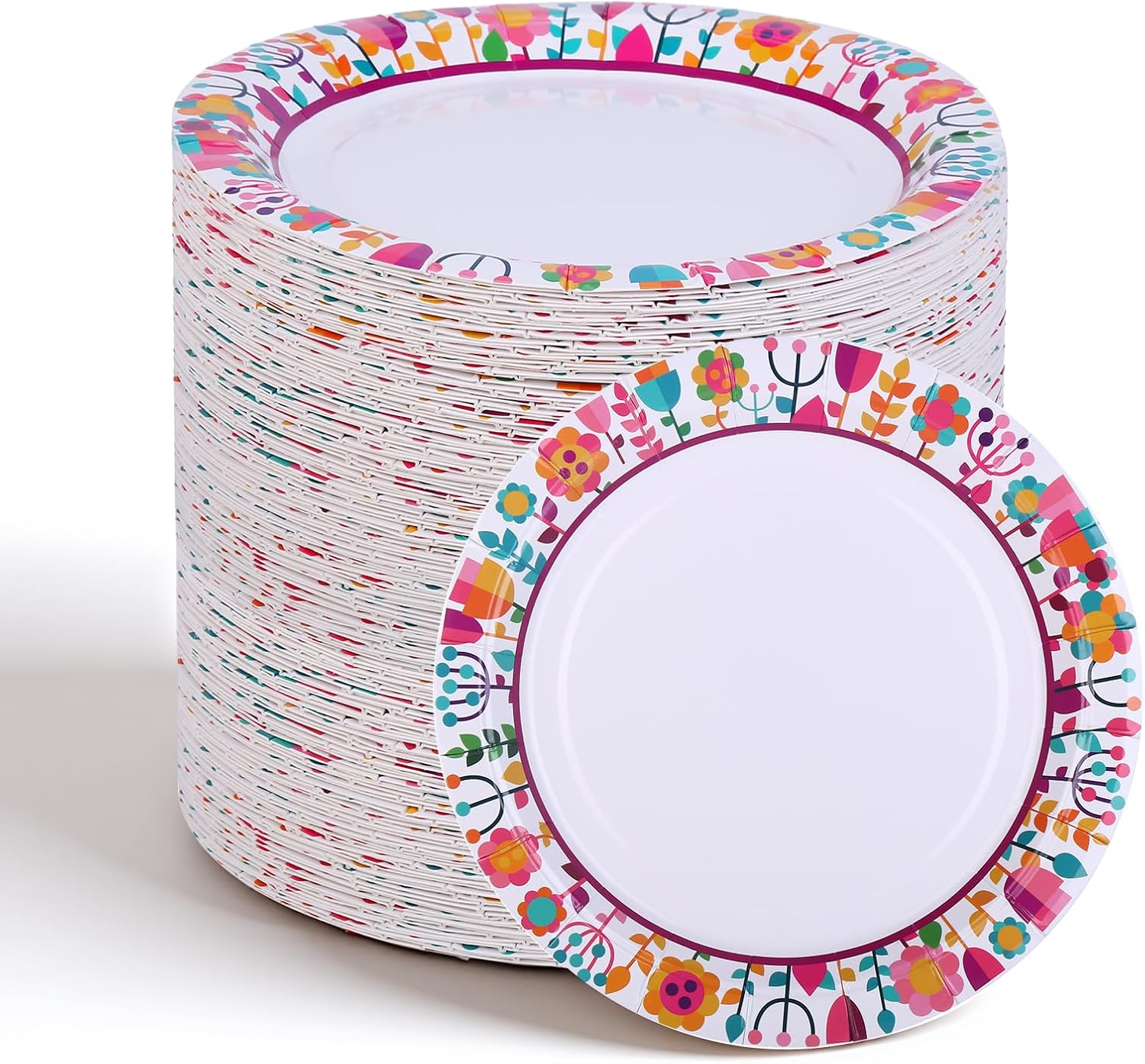 Paper Plates 9Inch 100 Count 150 lb Heavyweight Paper, Sturdy Disposable Dinner Plates, SoakProof,for Daily Use, BBQ, Parties, and Camping