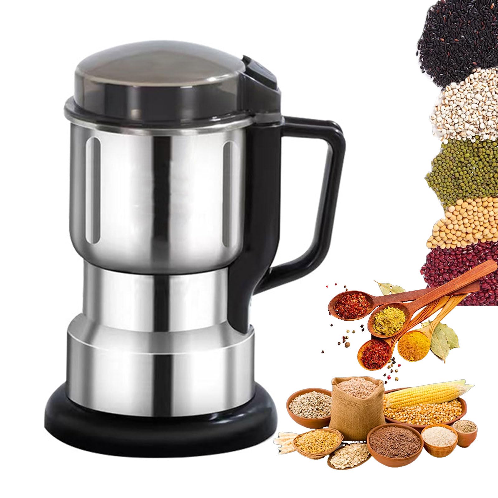 Moulin à grains électrique 600g en acier inoxydable pour épices et café
